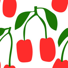Abstract cherry seamless pattern. Vector illustration. Simple background