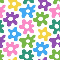 Abstract floral seamless pattern. Colorful flowers. Vector illustration. Simple background