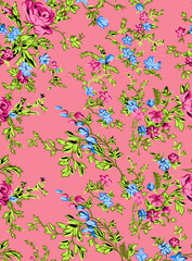Obraz premium Seamless Floral Pattern in vector.Vector seamless pattern collection.Wild flowers, leaves, branches, candies repeat pattern design set.seamless floral pattern.Handmade. Wallpaper, fabric or design of 