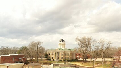 Old style southern architecture courthouse in rural southern town Carnesville, GA