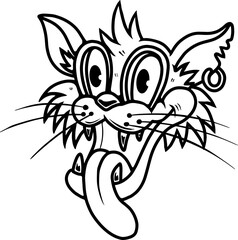 Illustration of cool cartoon cat. Design element for poster, t shirt, sign. Vector illustration