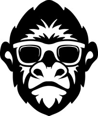 Illustration of monkey head. Design element for logo, label, sign. Vector illustration