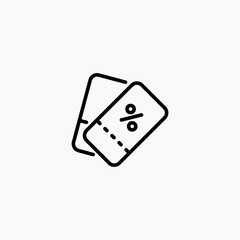 Coupon line icon. Coupon pictogram for ui ux design.