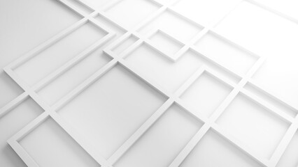 Abstract random white square shapes background,3d rendering