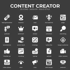Content Creator Icon Pack With Black Color
