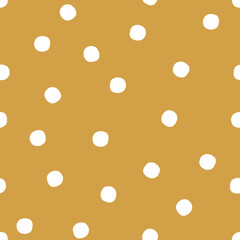 Boho seamless pattern with white dots and yellow background