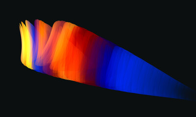Vivid digital poster illustrating colorful smudges of red orange blue yellow hues on dark background. Attractive 3d print, element or creative artwork great for design. For interior or electronics.