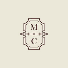MC vintage initial monogram logo which is good for digital branding or print - obrazy, fototapety, plakaty