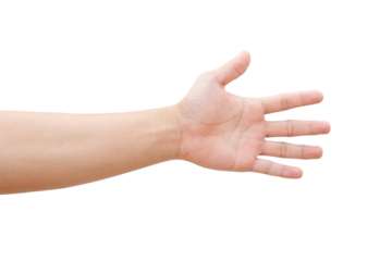 Man hand showing five count isolated on white background with clipping path