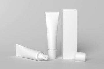 packaging template for lip balm tube and box mockup for design 3d render - obrazy, fototapety, plakaty
