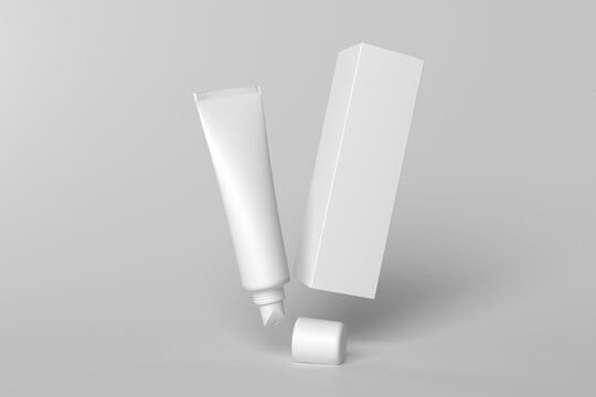 Packaging Template For Lip Balm Tube And Box Mockup For Design 3d Render