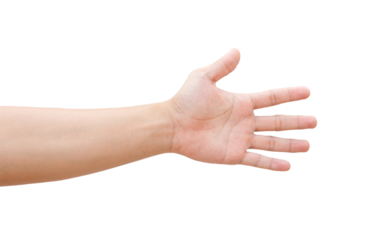 Man hand showing five count isolated on white background with clipping path