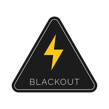 Blackout, power outage triangle sign. Isolated vector clipart on white background.