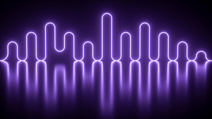 Abstract neon lines glowing purple with reflection - 3D rendering