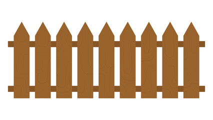 Wooden fence isolated on white background with parallel plank old. Vector illustration