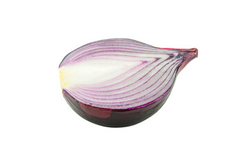 Red sliced onion isolated on white background with clipping path..