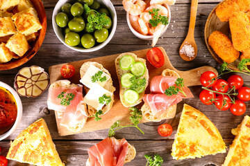assorted of spanish tapas- top view