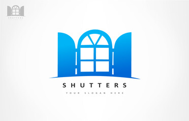 Shutters logo vector. Window design.