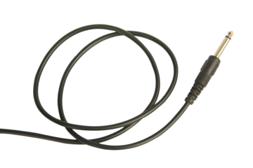 Guitar audio jack with black cable isolated on white background with clipping path.