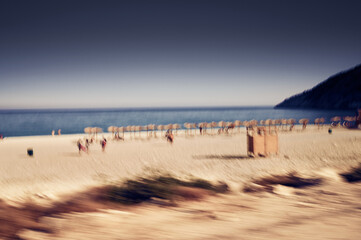 beach in the morning, motion blur