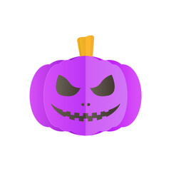 Paper cut purple pumpkin elements for halloween on white background. Paper cut and craft style illustration