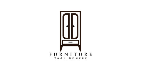 Obraz premium Minimalist furniture logo design with simple concept Premium Vector