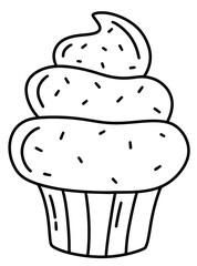 Cute cup cake sweets and dessert outline icon
