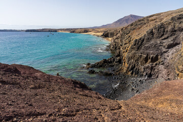 Fototapeta na wymiar Rocky ocean coast of Lanzarote island, Canary Islands, Spain.