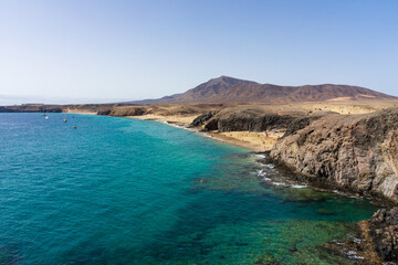 Fototapeta na wymiar Playa de la Cera, Playa del Pozo and Playa Mujeres are popular and beautiful beaches in Lanzarote, Canary Islands, Spain.
