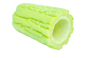 Slices of Bitter melon isolated on white background with clipping path
