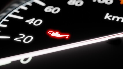 3d rendering red check oil pressure