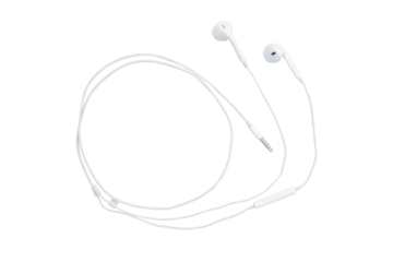 white earphones isolated on white background with clipping path