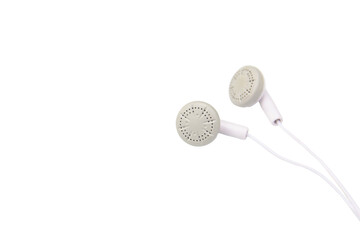 white earphones isolated on white background with clipping path