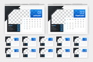 Modern professional 2023 desk calendar design, 2023  abstract desk calendar design template