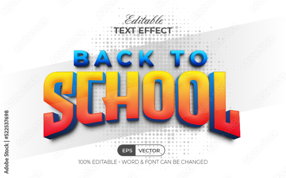 Poster back to school text effect style. editable text effect.