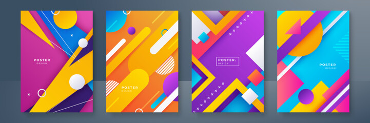 Minimal modern cover design. Dynamic colorful gradients. Future geometric patterns. poster template vector design.