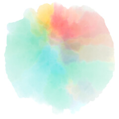 Colorful circle watercolor paint splatter stain on white background for banner, label concept