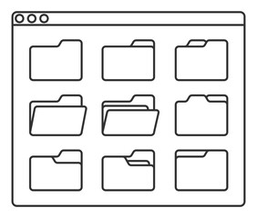 desktop interface window with folders line icon isolated simple ui vector flat illustration