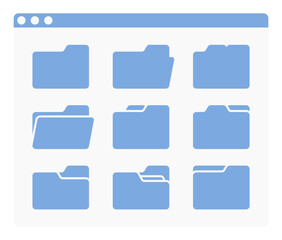 desktop interface window with folders shape icon isolated simple ui vector flat illustration