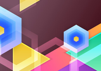 Obraz premium Technology background design with colorful geometric shapes. Abstract geometric vector background