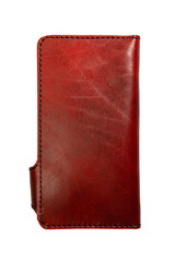 Red natural leather women wallet