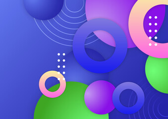 Abstract modern background gradient color. Green purple pink orange and blue gradient with geometric shapes decoration.