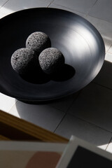 Fototapeta na wymiar Granite ball or stone sphere, are ideal for granite iron bowl