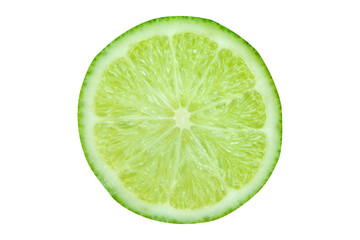 Slice of green lime isolated on white background. with clipping path.