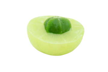 slice Indian gooseberry, amla green fruits isolated on white background. with clipping path.