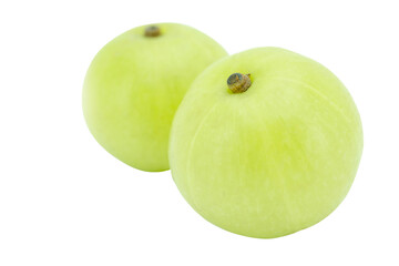 Indian gooseberry, amla green fruits isolated on white background. with clipping path.
