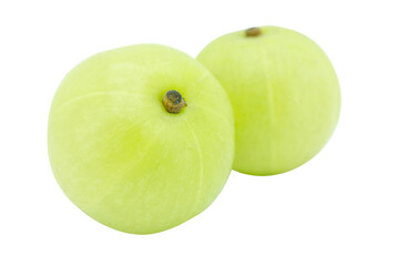 Indian gooseberry, amla green fruits isolated on white background. with clipping path.