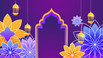 Fototapeta na wymiar Islamic ramadan background with Arabic ornament pattern and luxury mandala lantern decorative. Designed for islam greeting card, eid template, hajj, invitation, celebration, premium frame, and mosque