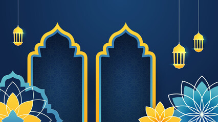 Islamic ramadan background with Arabic ornament pattern and luxury mandala lantern decorative. Designed for islam greeting card, eid template, hajj, invitation, celebration, premium frame, and mosque