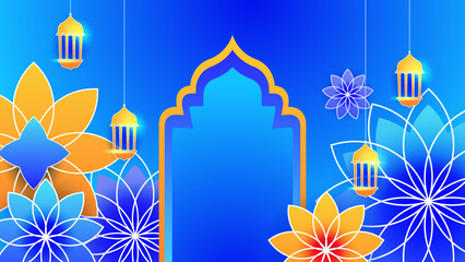 Islamic ramadan background with Arabic ornament pattern and luxury mandala lantern decorative. Designed for islam greeting card, eid template, hajj, invitation, celebration, premium frame, and mosque
